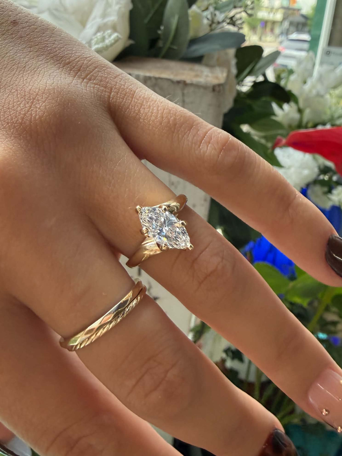 14KY 1.51ct Marquise Lab Grown Diamond Engagement Ring