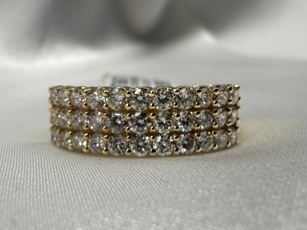 14KY Natural Diamond Multi-Row Band