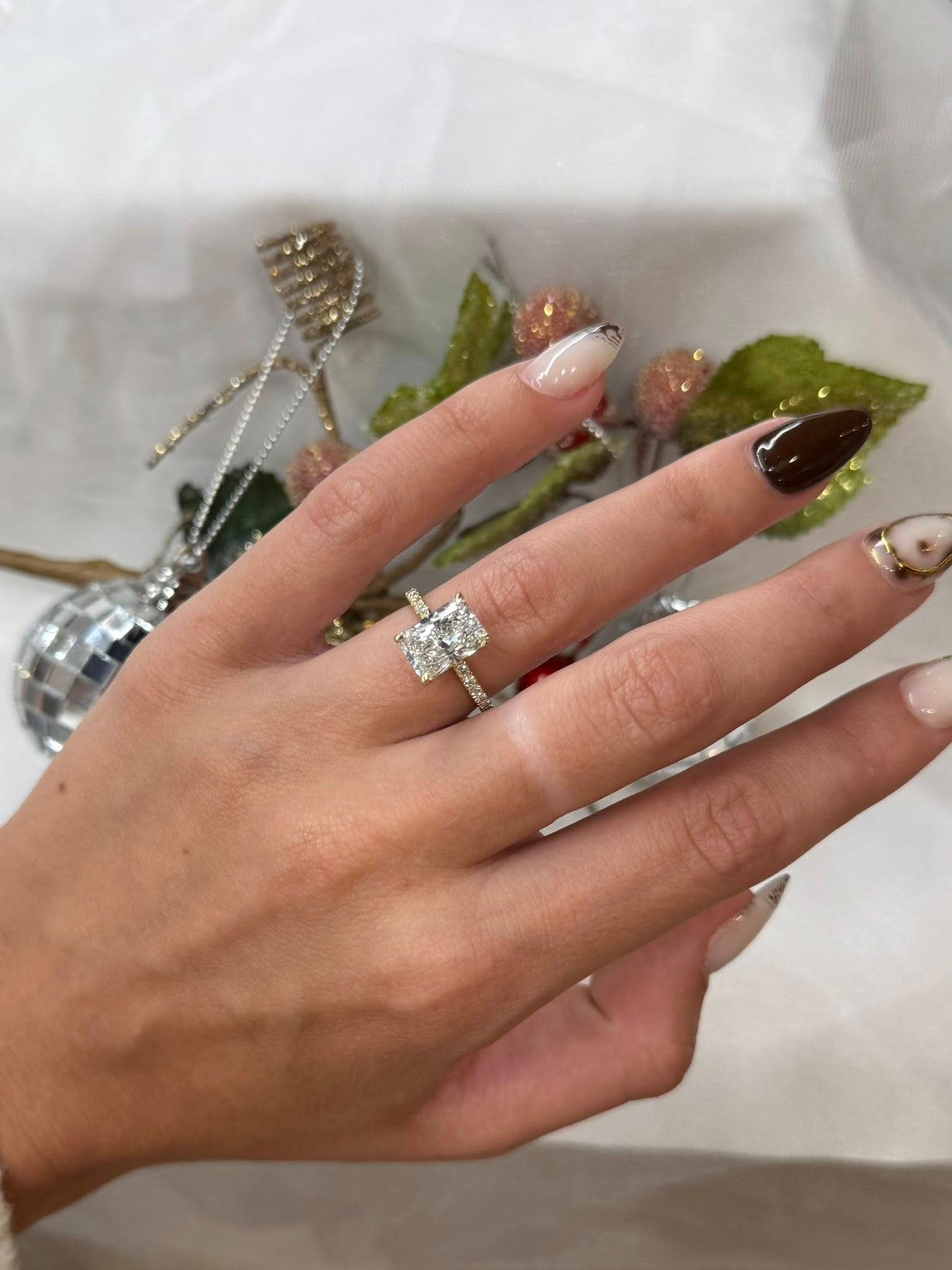 14KY 3.03ct Radiant Cut Lab Grown Diamond Engagement Ring