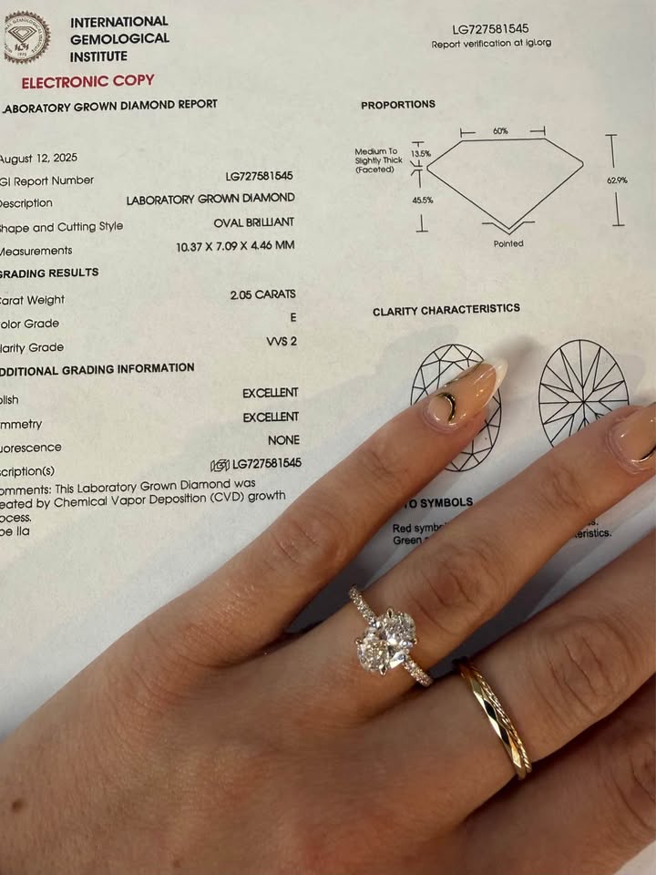 14KY 2.05ct Oval Lab Grown Diamond Engagement Ring