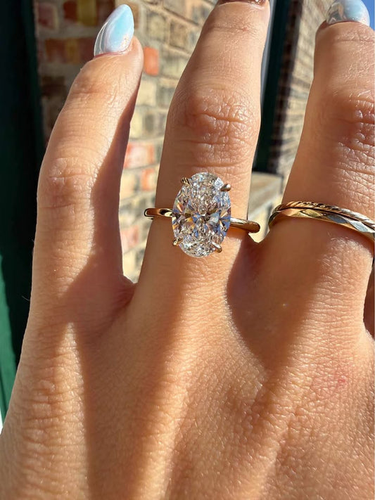 14KY 3.07ct Oval Lab Grown Diamond Engagement Ring