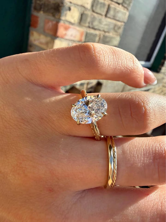 14KY 3.03ct Oval Lab Grown Diamond Engagement Ring