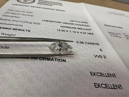 2.58ct Marquise Lab Grown Diamond