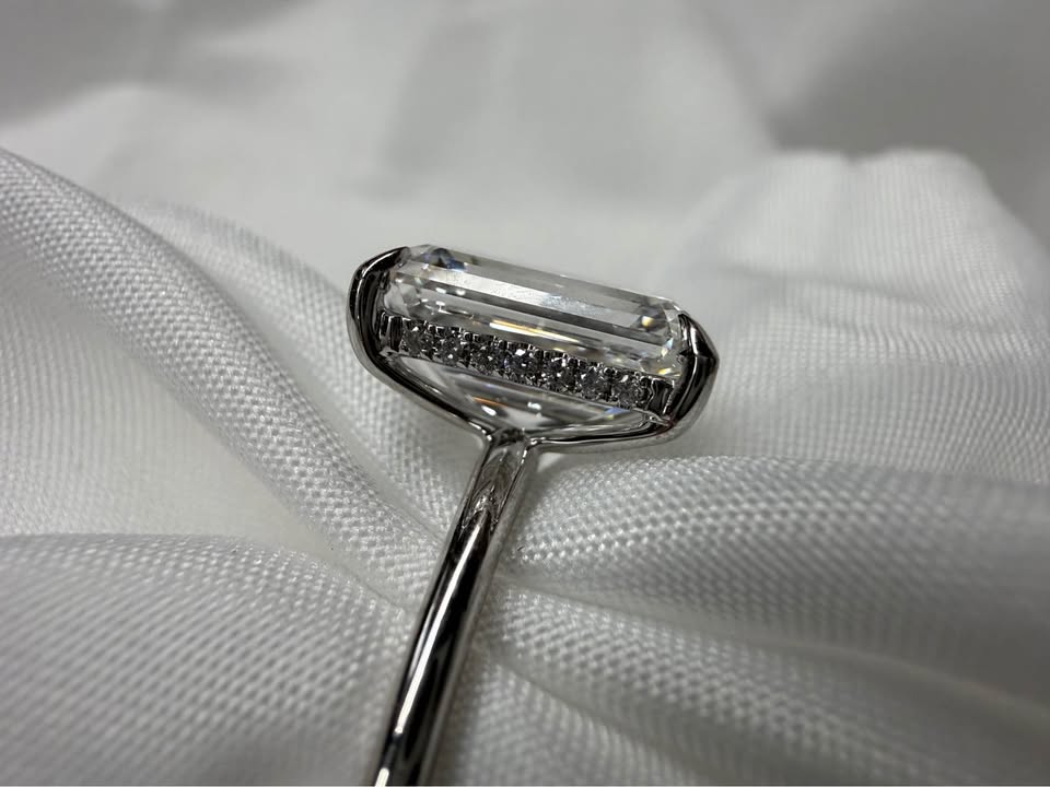 14KW 3.07ct Emerald Cut Lab Grown Diamond Engagement Ring