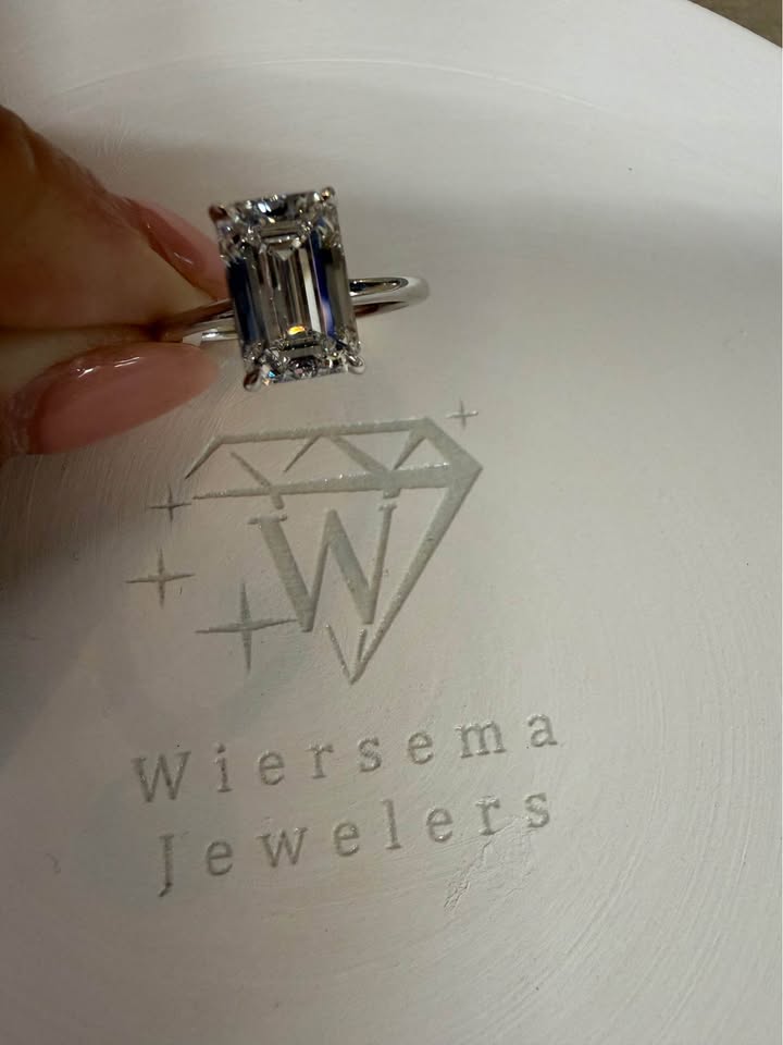 14KW 3.07ct Emerald Cut Lab Grown Diamond Engagement Ring