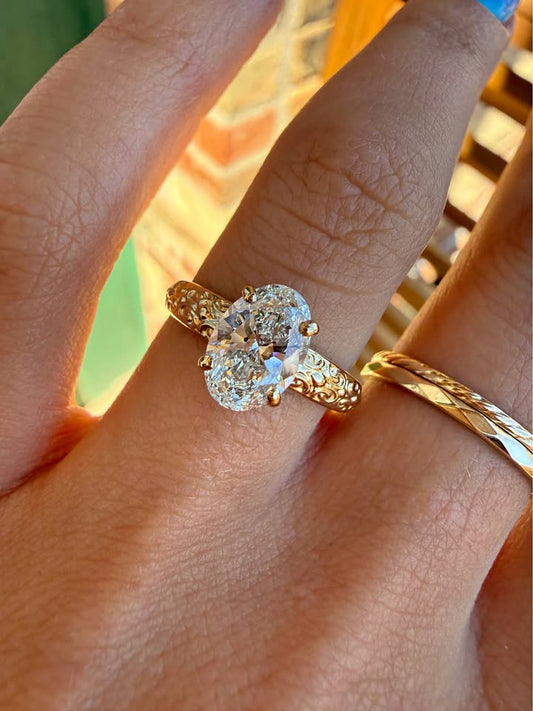 14KY 1.42ct Oval LG Diamond Engagement Rings