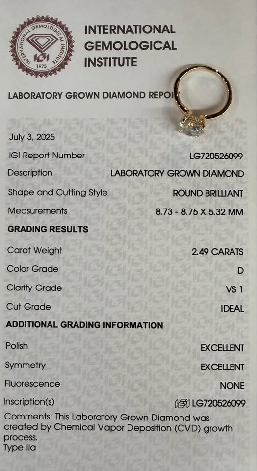 14KY 2.49ct Round Lab Grown Engagement Ring with Hidden Halo