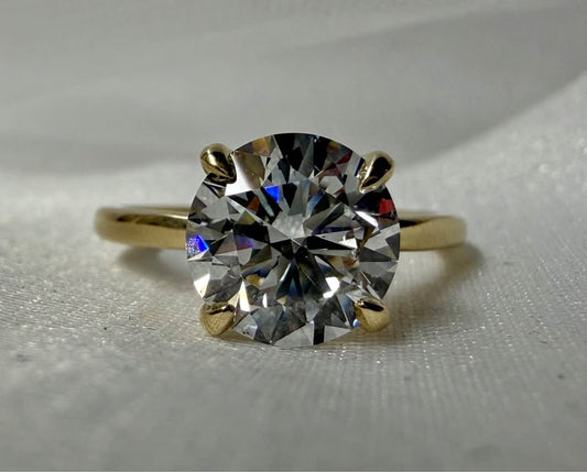 14KY 2.49ct Round Lab Grown Engagement Ring with Hidden Halo