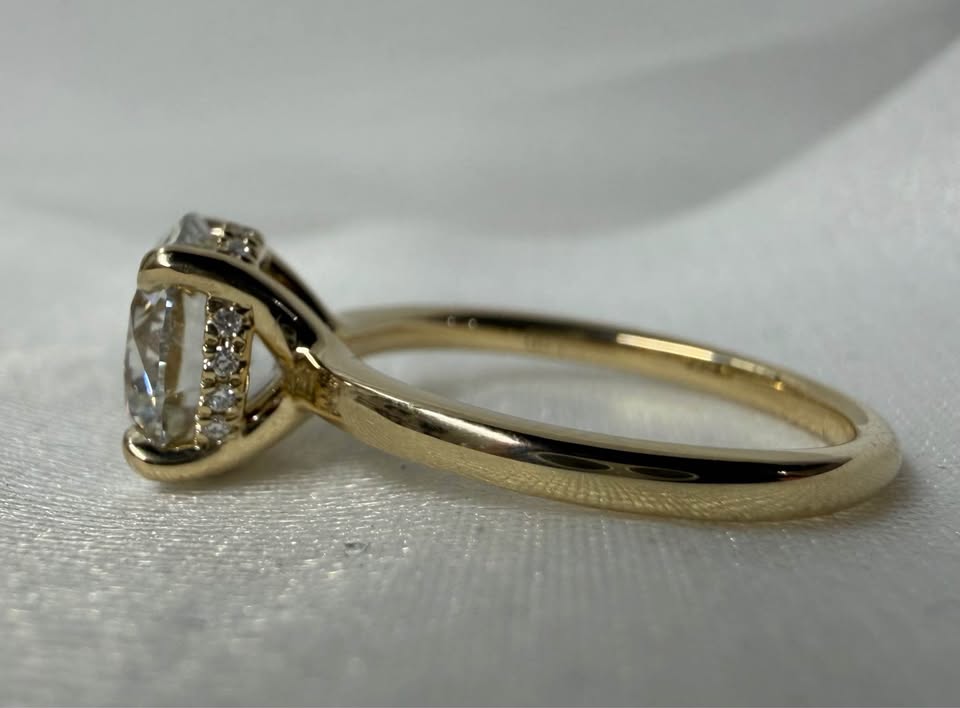 14KY 2.49ct Round Lab Grown Engagement Ring with Hidden Halo