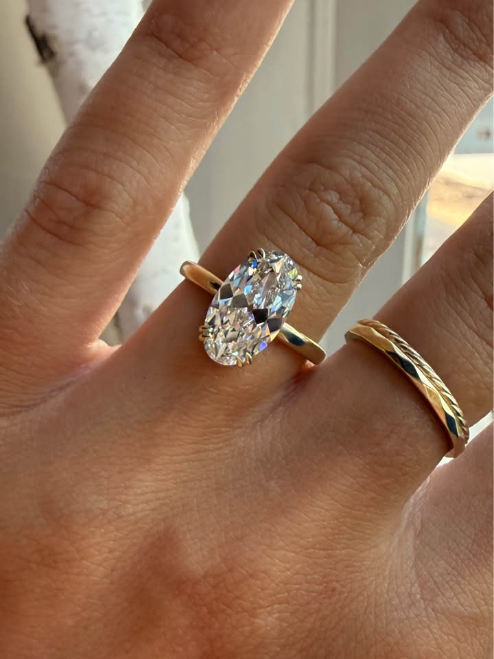 14KY 3.05ct Moval Lab Grown Diamond Engagement Ring
