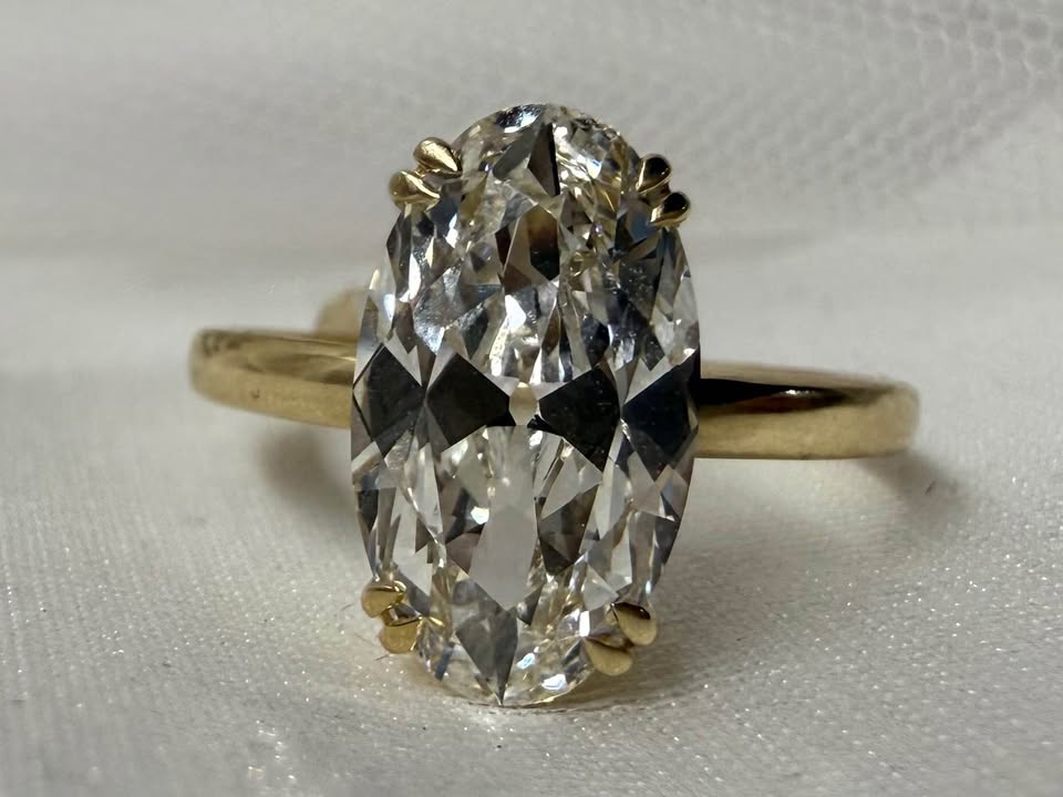 14KY 3.05ct Moval Lab Grown Diamond Engagement Ring