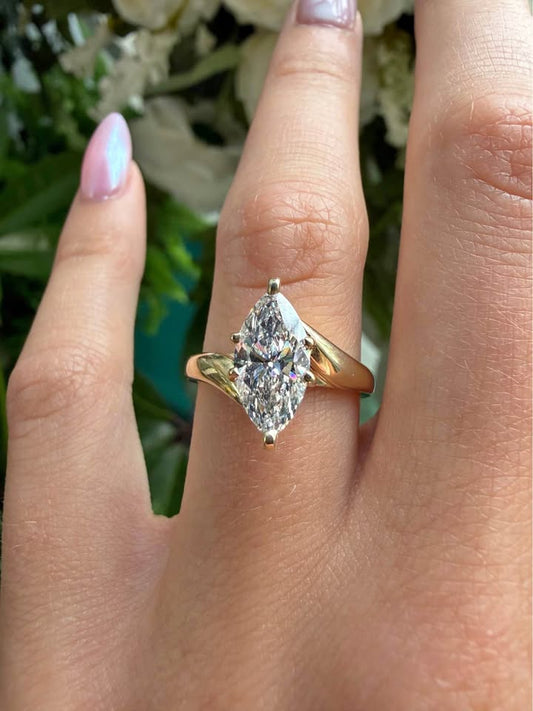 14KY 1.52ct Marquise Cut Lab Grown Diamond Engagement Ring