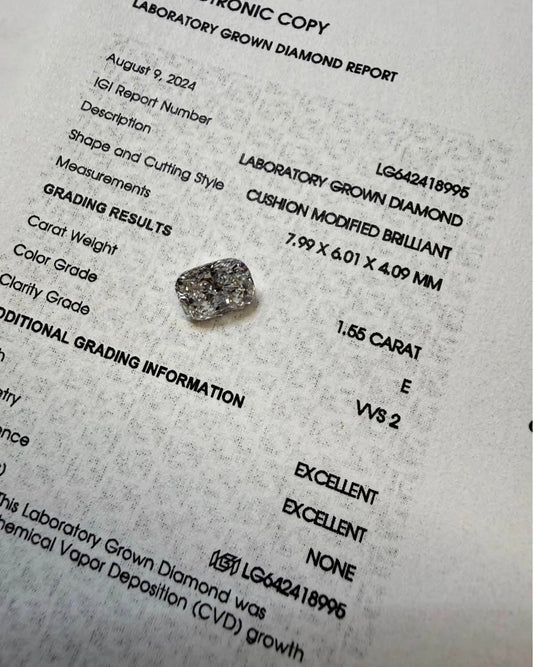 1.55ct Cushion Cut LG Diamond