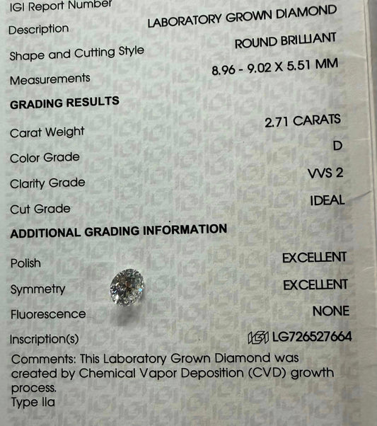 2.71ct Round LG Diamond