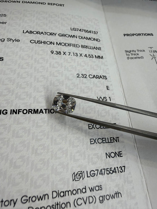 2.32 Old Mined LabGrown Cushion Cut