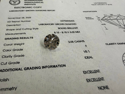 2.05ct Round Lab Grown Diamond