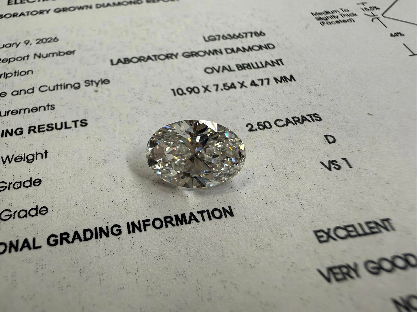2.50ct Oval Lab Grown Diamond