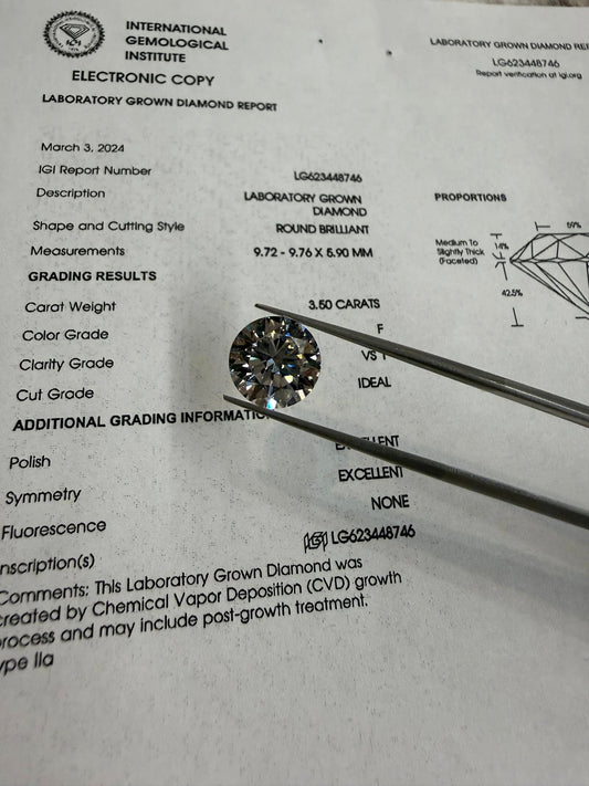 3.50ct Round LabGrown Diamond
