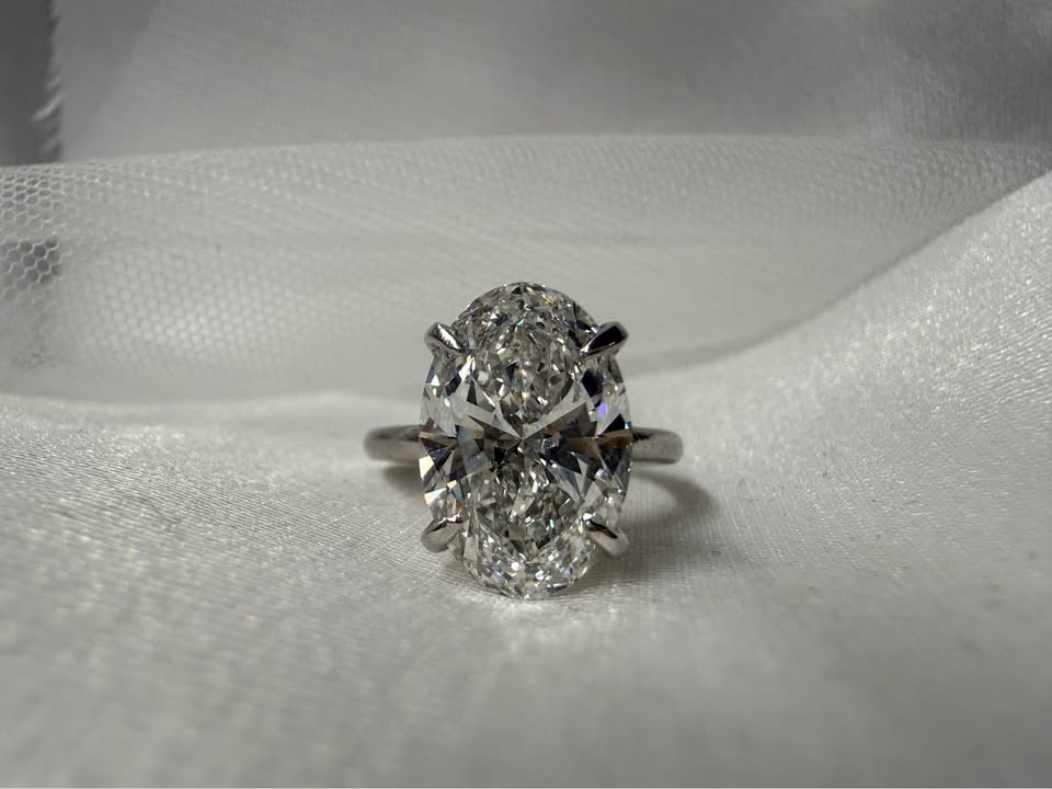 14KW 5.26ct Oval Lab Grown Diamond Engagement Ring