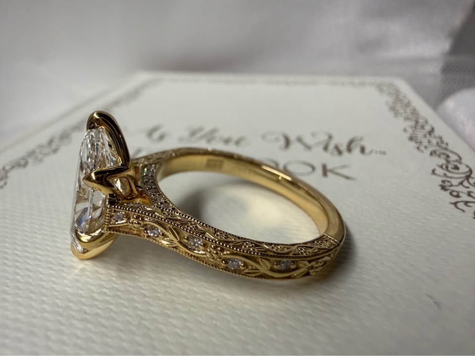 14KY 2.05ct Marquise Lab Grown Diamond Custom Engagement Ring