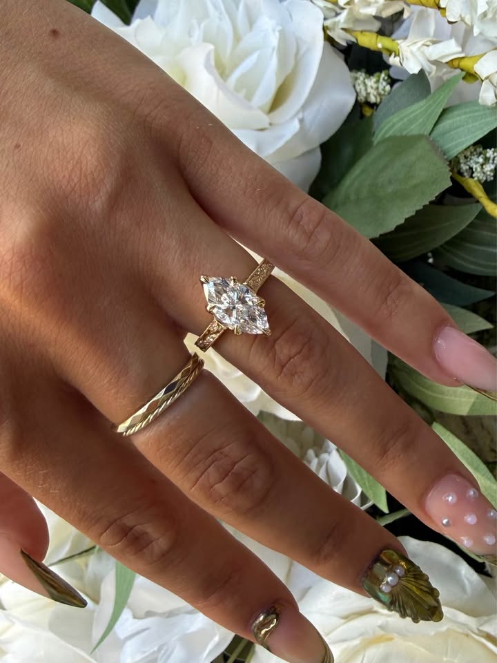 14KY 2.05ct Marquise Lab Grown Diamond Custom Engagement Ring