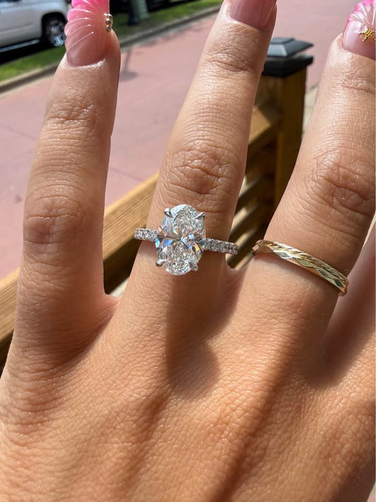 14KW 3.01ct Oval Lab Grown Diamond Engagement Ring