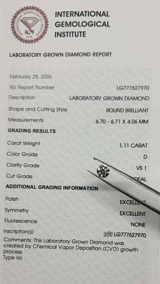 1.11ct Round LG Diamond