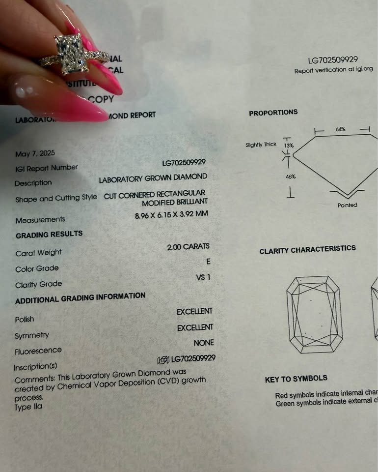 14KY 2.00ct Radiant Cut Lab Grown Diamond Engagement Ring&nbsp;