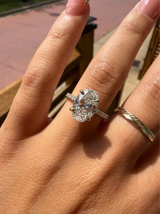 14KY 3.07ct Oval Lab Grown Diamond Engagement Ring