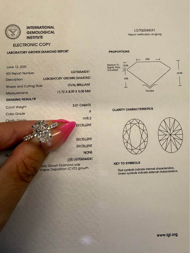 14KW 3.01ct Oval Lab Grown Diamond Engagement Ring