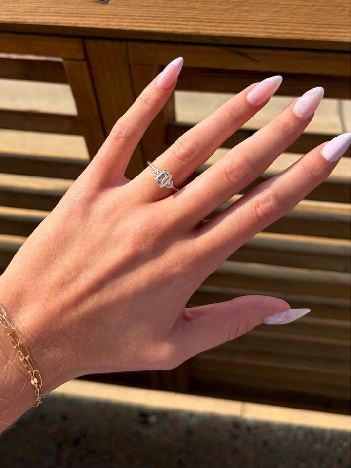 10KY 1.40ctw Emerald Cut Lab Grown Engagement Ring