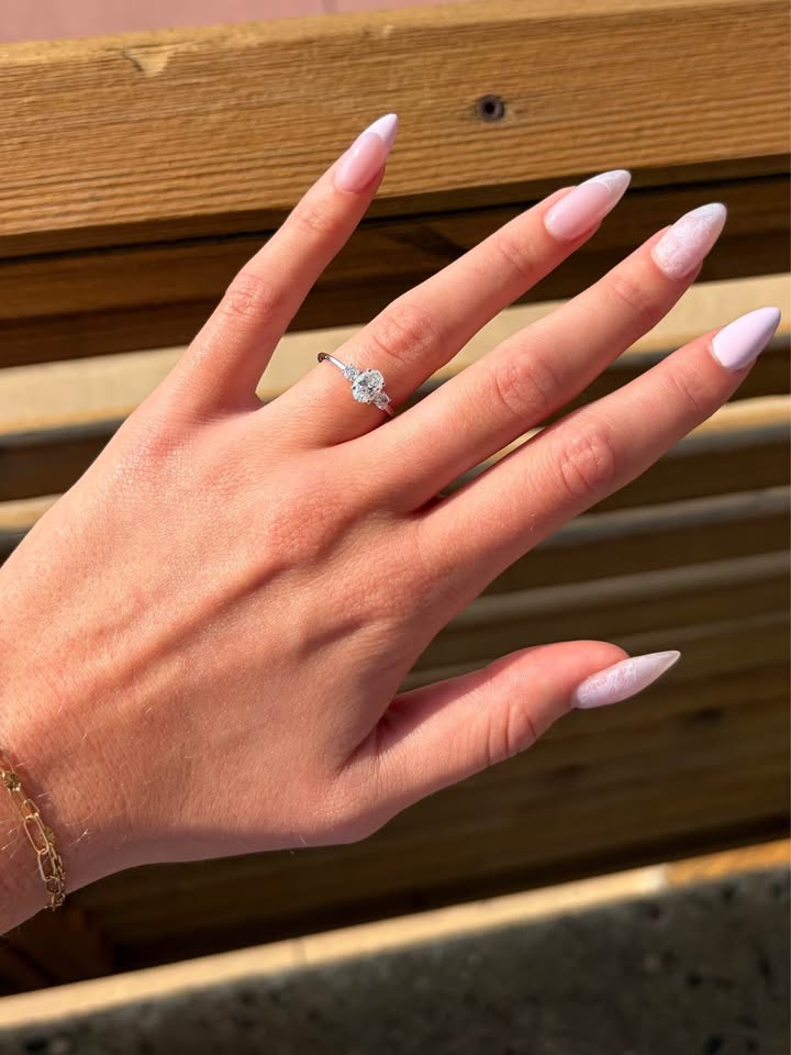 14KW 1.01ctw oval cut lab grown engagement ring