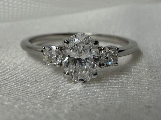 14KW 1.01ctw oval cut lab grown engagement ring