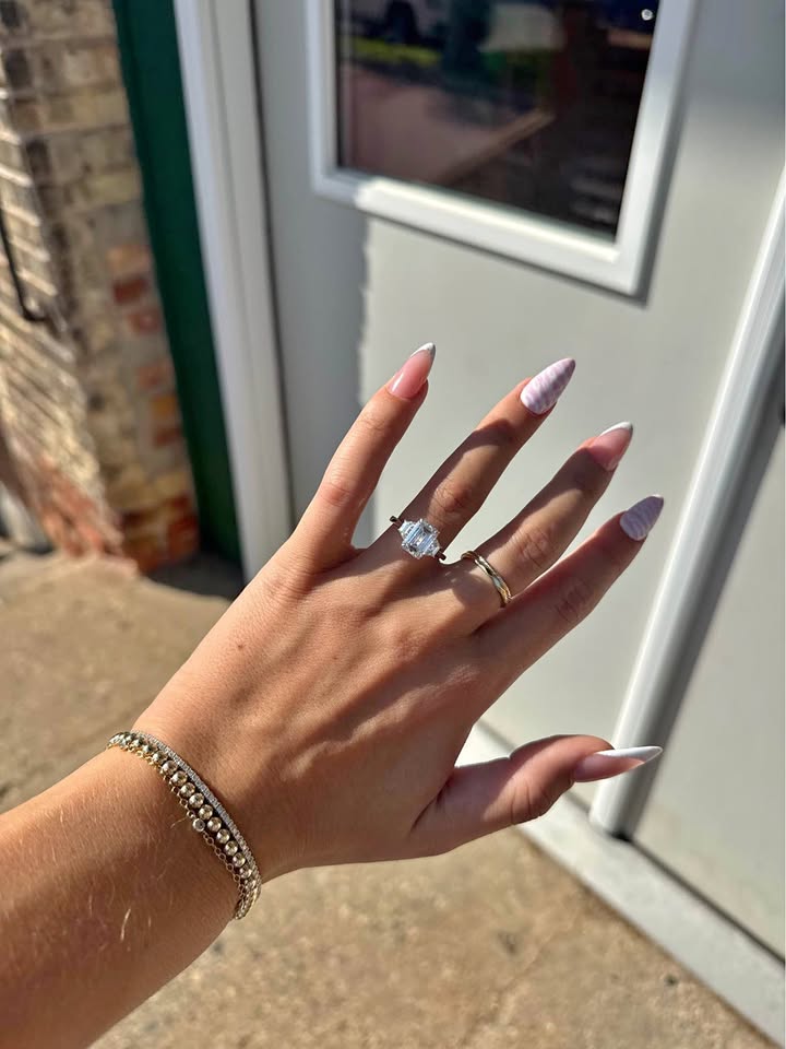 14KW 3.07ct Emerald Cut 3-Stone Engagement Ring with 1.06ctw accent stones