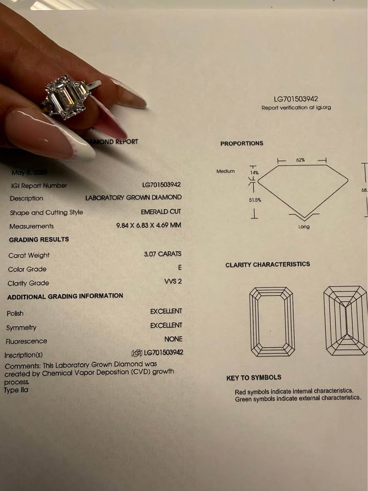 14KW 3.07ct Emerald Cut 3-Stone Engagement Ring with 1.06ctw accent stones