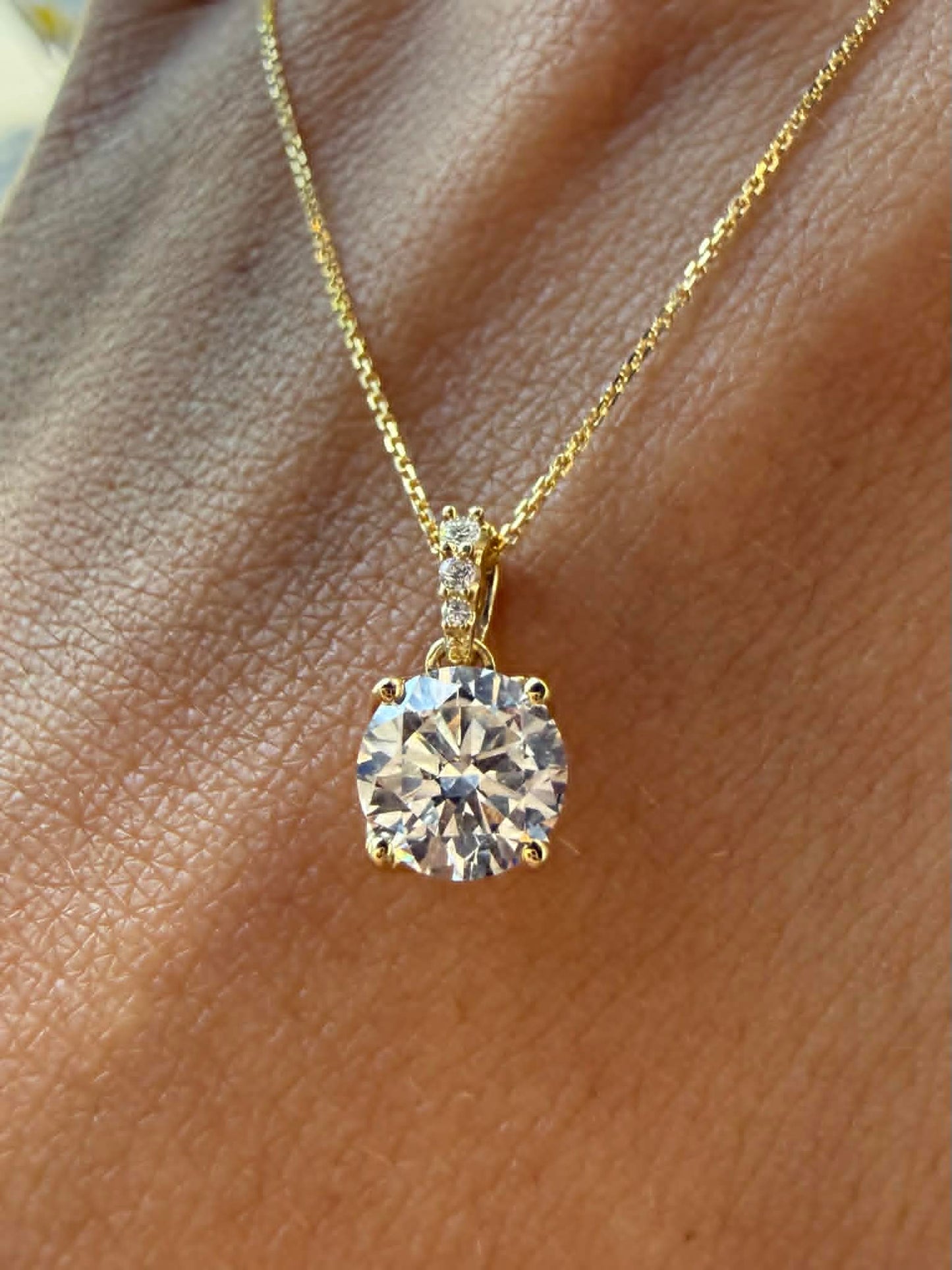 18K Yellow and White Gold 1ctw Lab Dia Pendant Necklaces