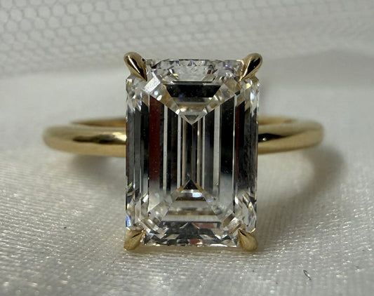 14KY 3.03ct Emerald Cut Lab Grown Diamond Engagement Ring