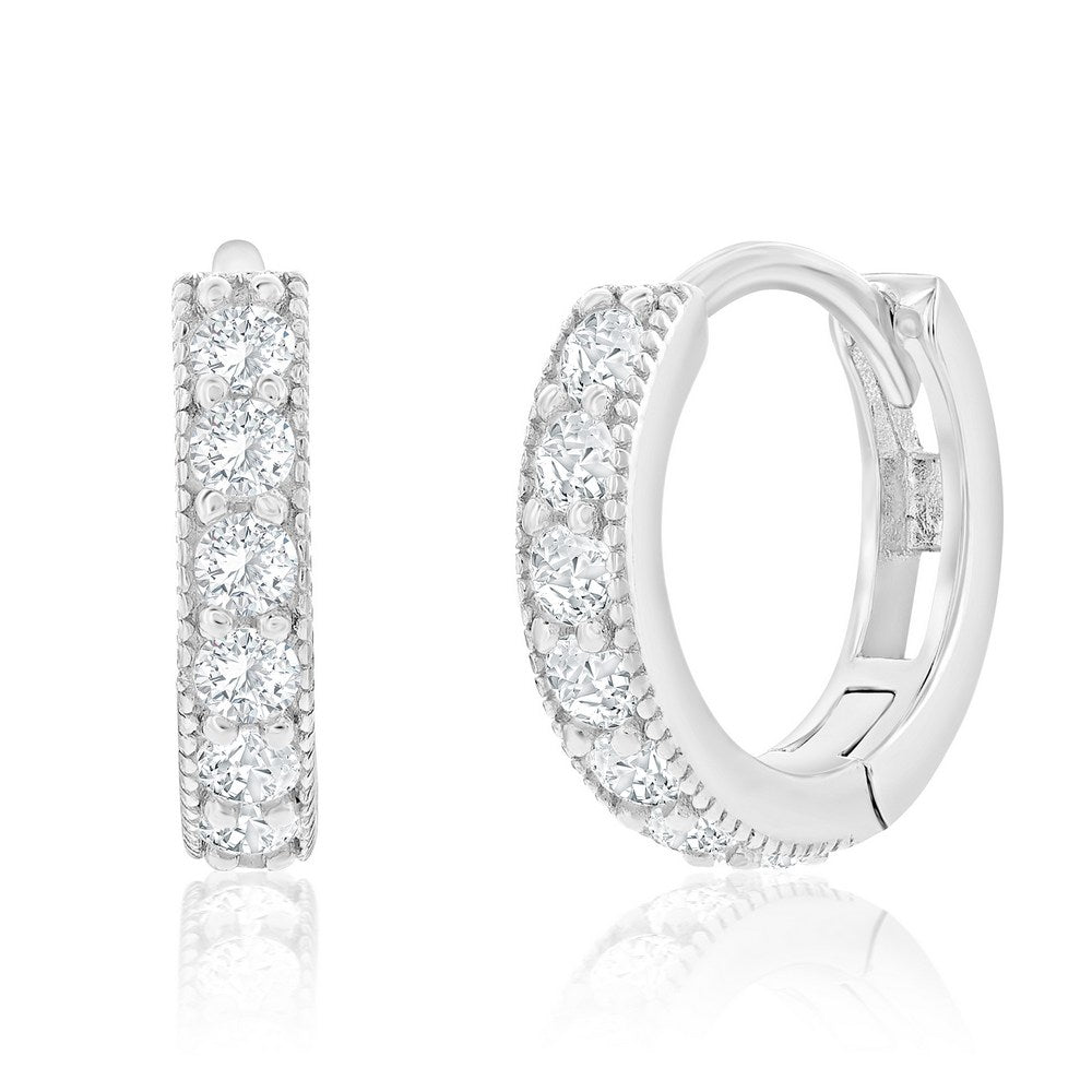 13mm CZ Hoop Earrings - Gold Plated &  Sterling Silver