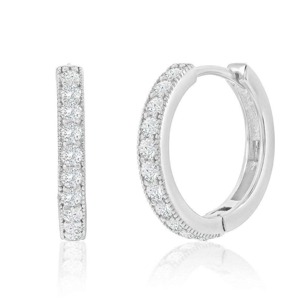 19mm CZ Hoop Earrings - Gold Plated & Sterling Silver