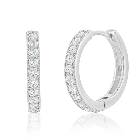 19mm CZ Hoop Earrings - Gold Plated & Sterling Silver