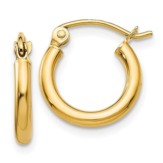 10KY Polished 2mm Hoop Earrings