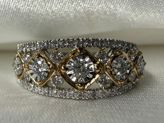 10K Two Tone .50ct Lab Grown Diamond Band