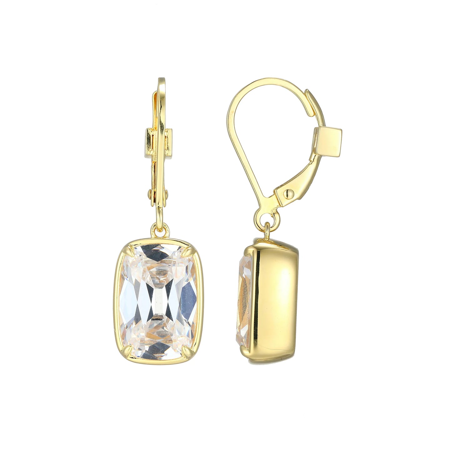 YG and SS Plated Cushion Cut Dangle earrings