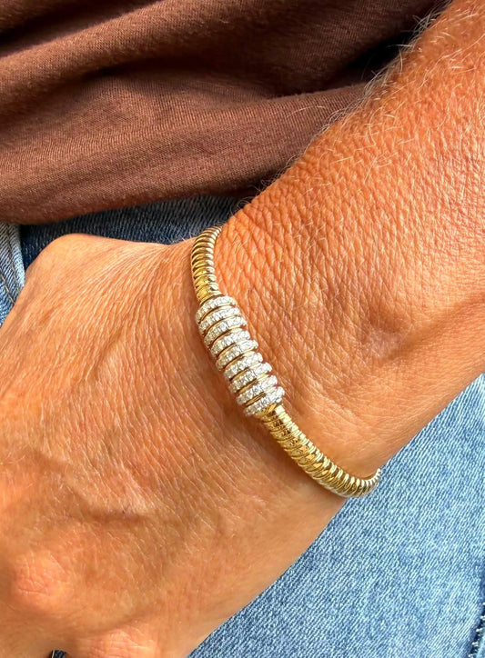 14KY 0.75ctw Natural Diamond Bangle Braclet
