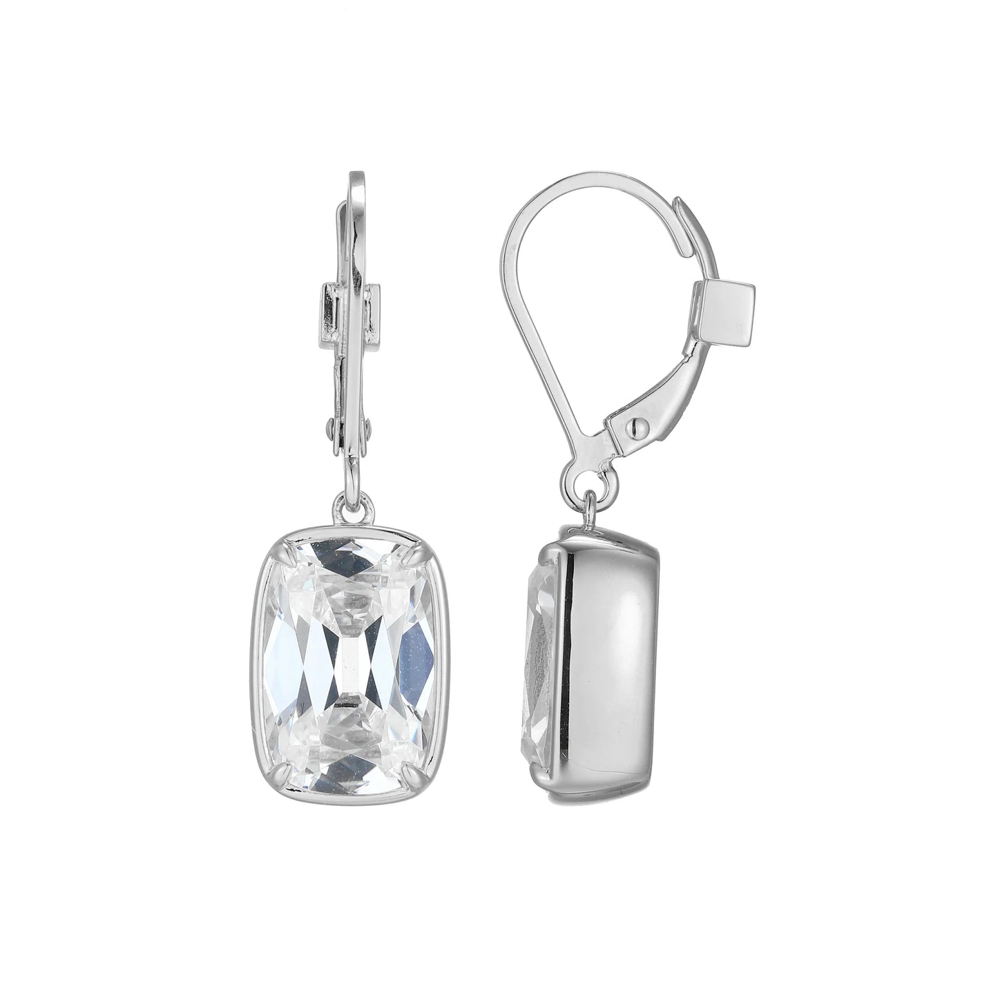 YG and SS Plated Cushion Cut Dangle earrings
