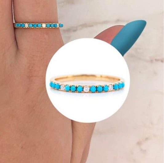 14KY Turquoise and Diamond Ring