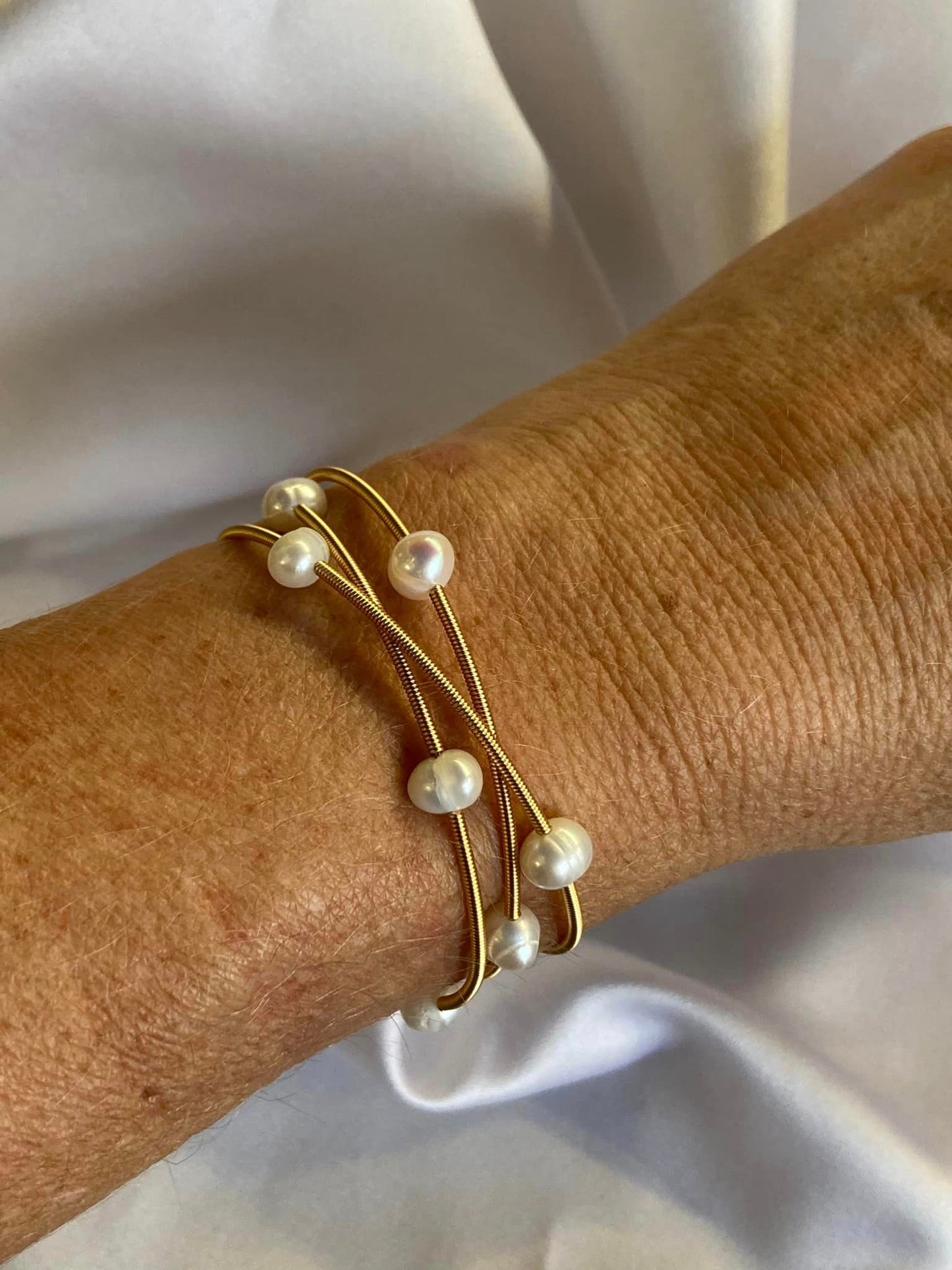 Gold plated Pearl wrap bracelet