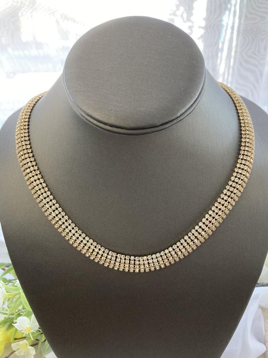 14K Gold Plated 100 Crystal Necklace