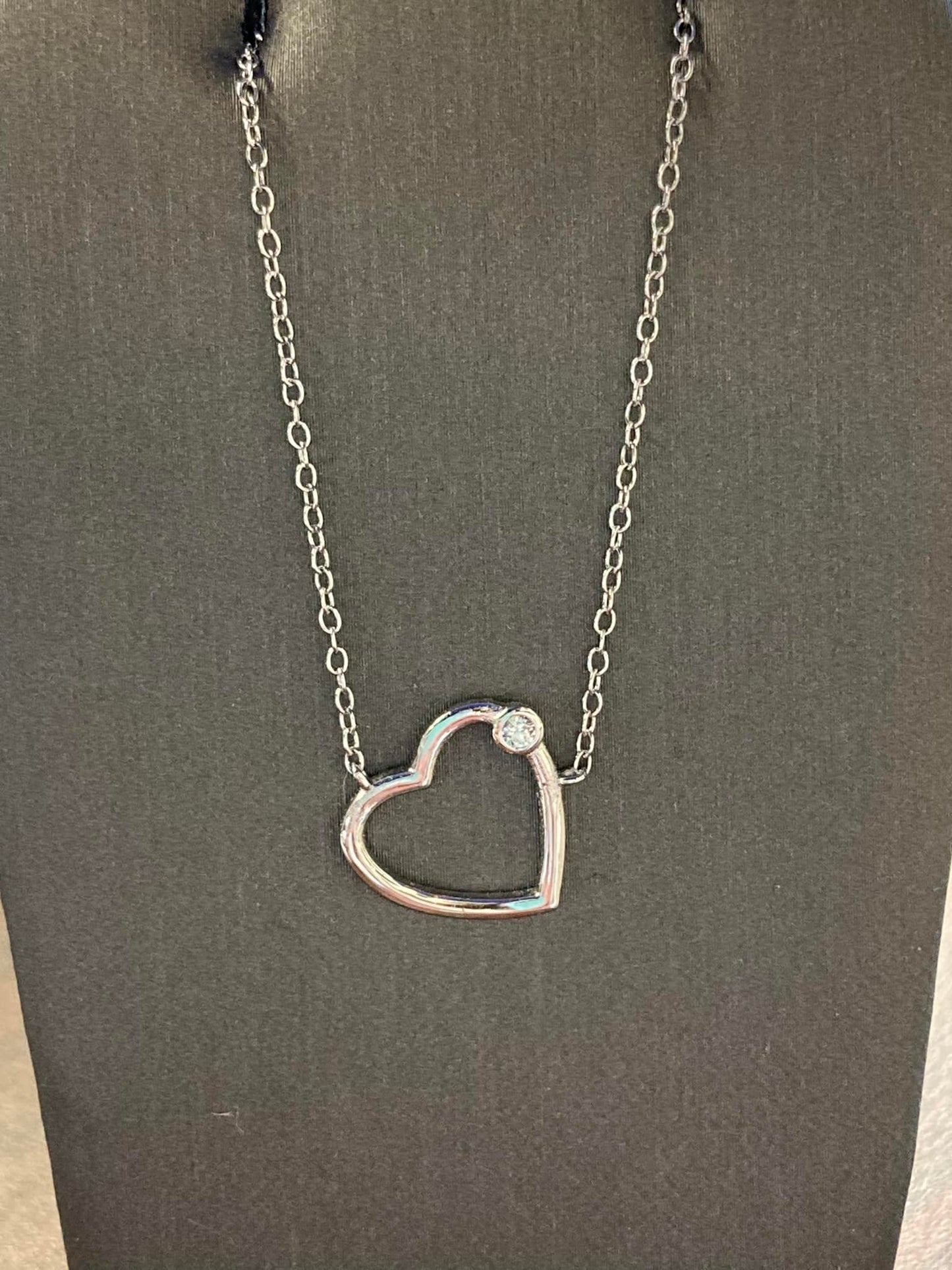 Sterling Silver Heart Necklace 16” + 2 $33