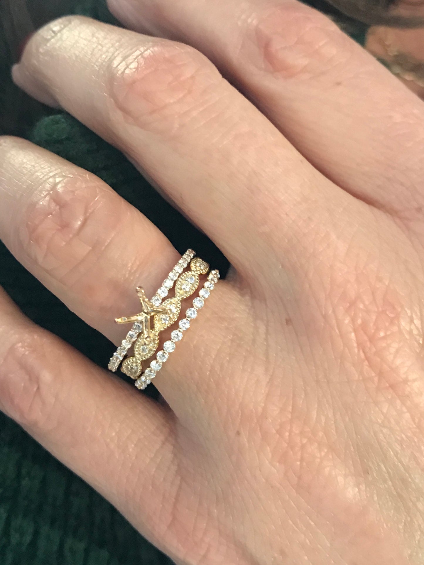 14K Yellow Gold and Diamond Stackable set $2100.00